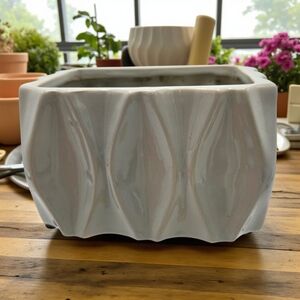 Costa Farms Geometric Ceramic Planter Off White